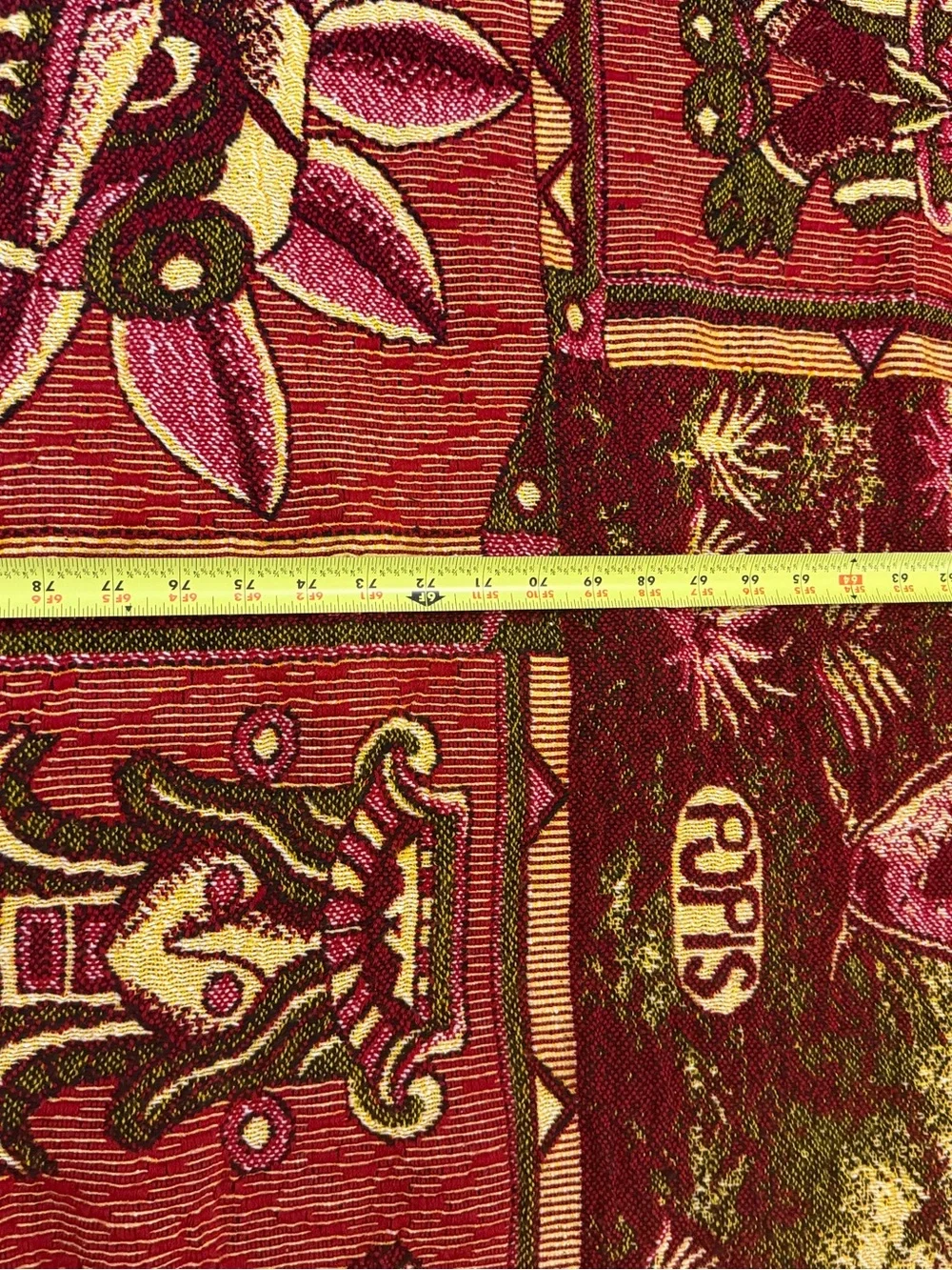 Woven Weave Atzec Mayan POPIS Warrior Princess Thick Blanket Red Yellow 83x79”